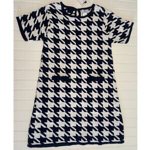 NWT Florence Eiseman Party Ready Houndstooth Dress Navy White - Size Girl's 8